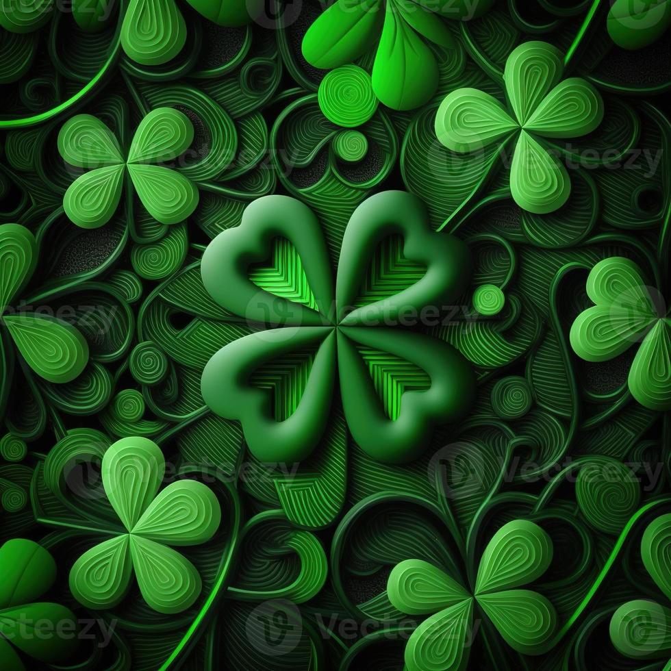 ST Patrick's day green background clover leaf bokeh lights defocused for ST Patrick's day celebration design background,Three Leaf Clover Pattern photo