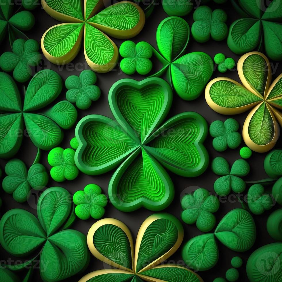 ST Patrick's day green background clover leaf bokeh lights defocused for ST Patrick's day celebration design background,Three Leaf Clover Pattern photo