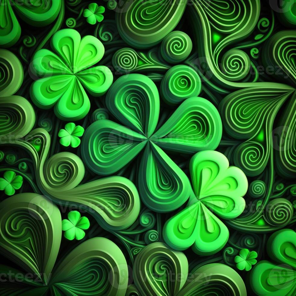 ST Patrick's day green background clover leaf bokeh lights defocused for ST Patrick's day celebration design background,Three Leaf Clover Pattern photo
