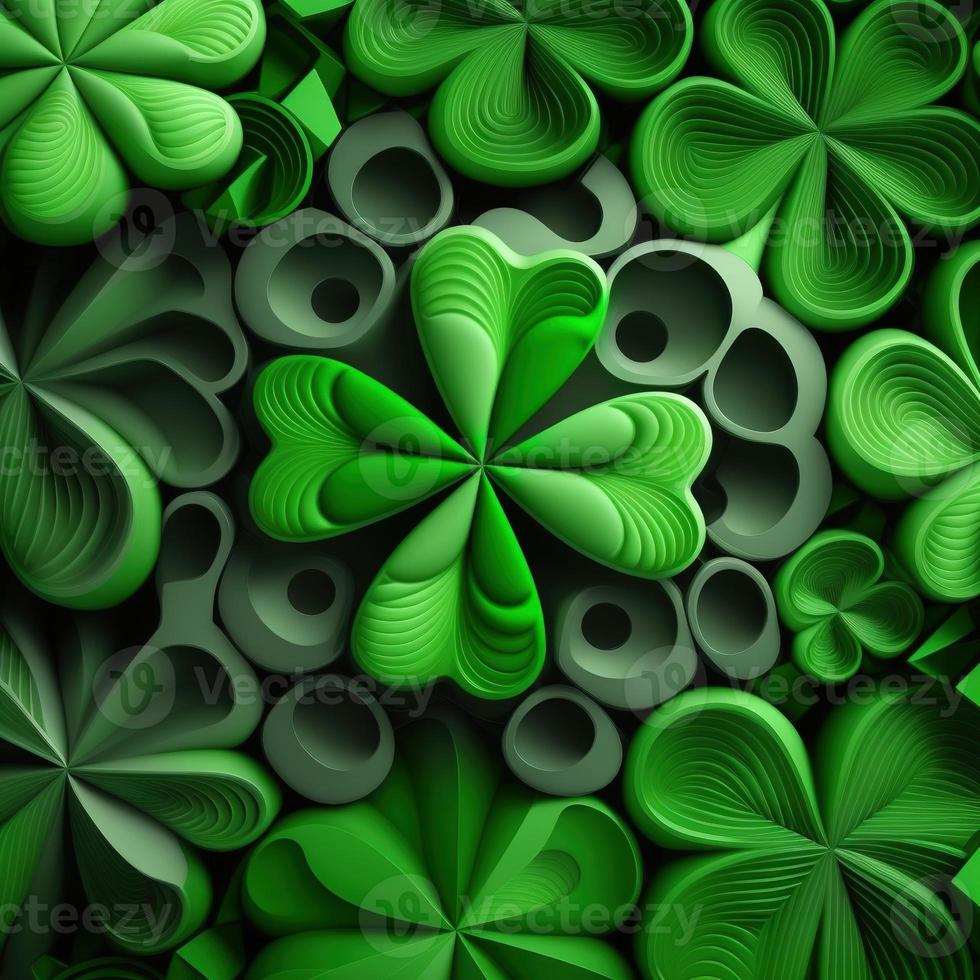 ST Patrick's day green background clover leaf bokeh lights defocused for ST Patrick's day celebration design background,Three Leaf Clover Pattern photo