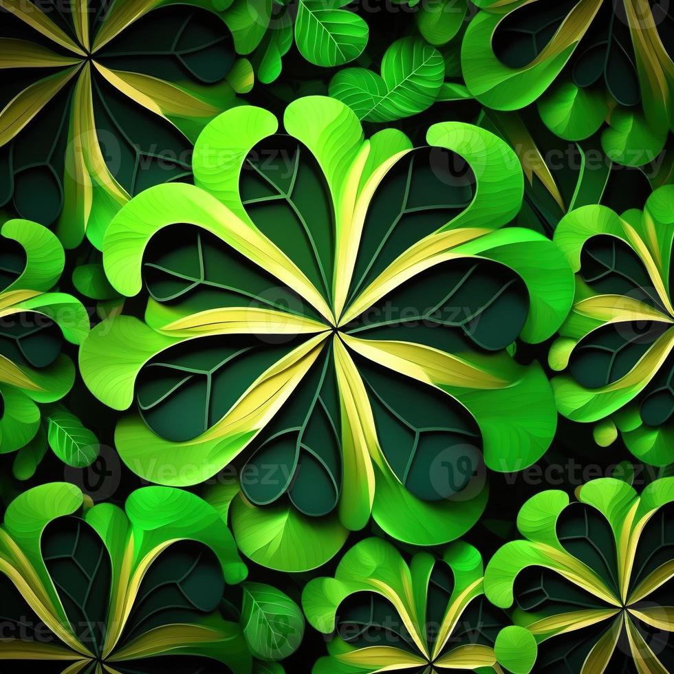 ST Patrick's day green background clover leaf bokeh lights defocused for ST Patrick's day celebration design background,Three Leaf Clover Pattern photo