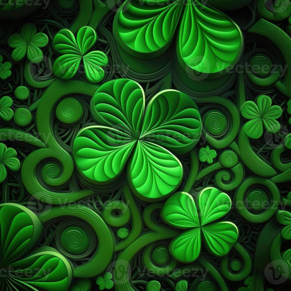 ST Patrick's day green background clover leaf bokeh lights defocused for ST Patrick's day celebration design background,Three Leaf Clover Pattern photo