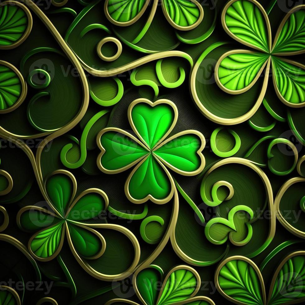 ST Patrick's day green background clover leaf bokeh lights defocused for ST Patrick's day celebration design background,Three Leaf Clover Pattern photo