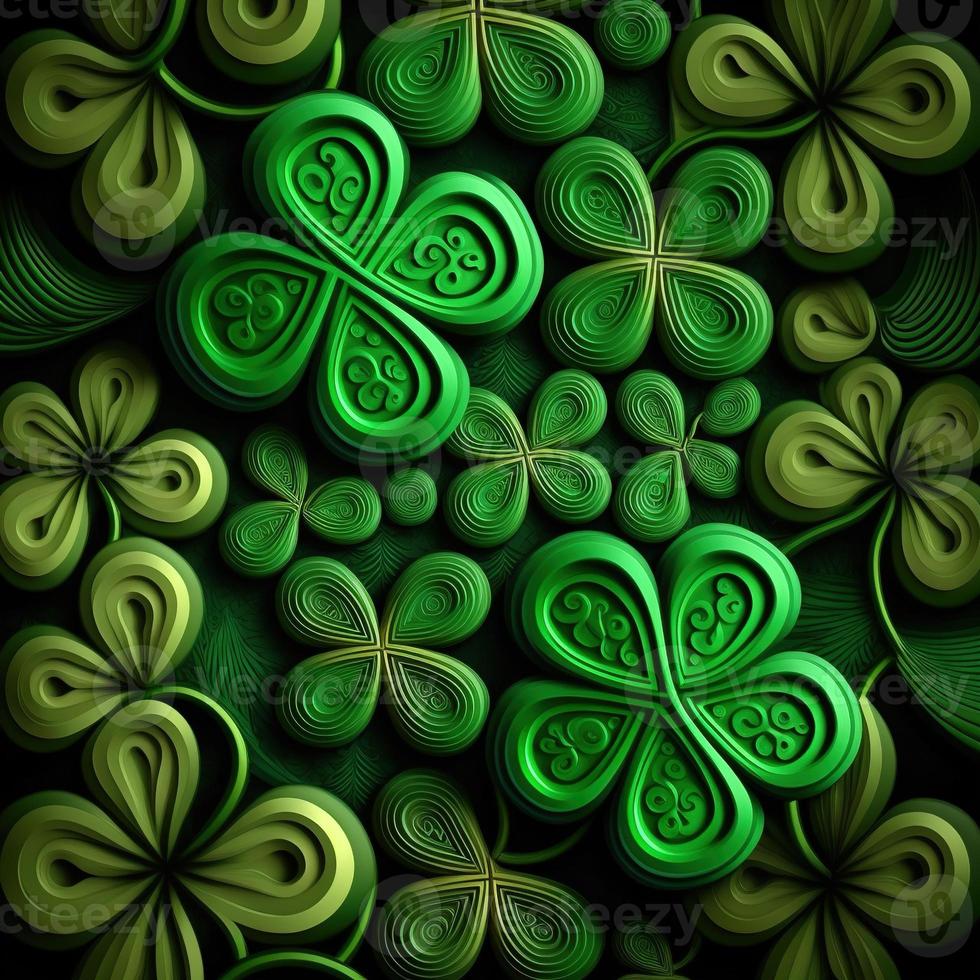 ST Patrick's day green background clover leaf bokeh lights defocused for ST Patrick's day celebration design background,Three Leaf Clover Pattern photo