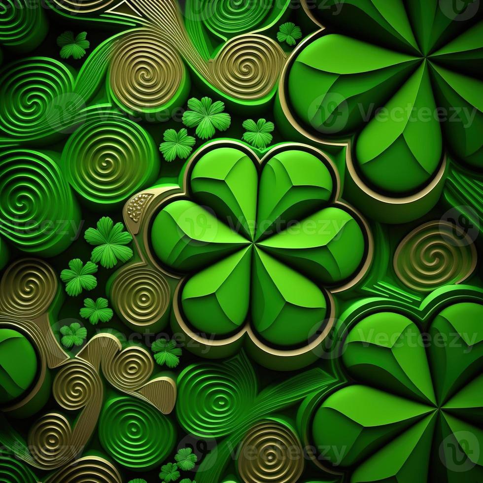 ST Patrick's day green background clover leaf bokeh lights defocused for ST Patrick's day celebration design background,Three Leaf Clover Pattern photo