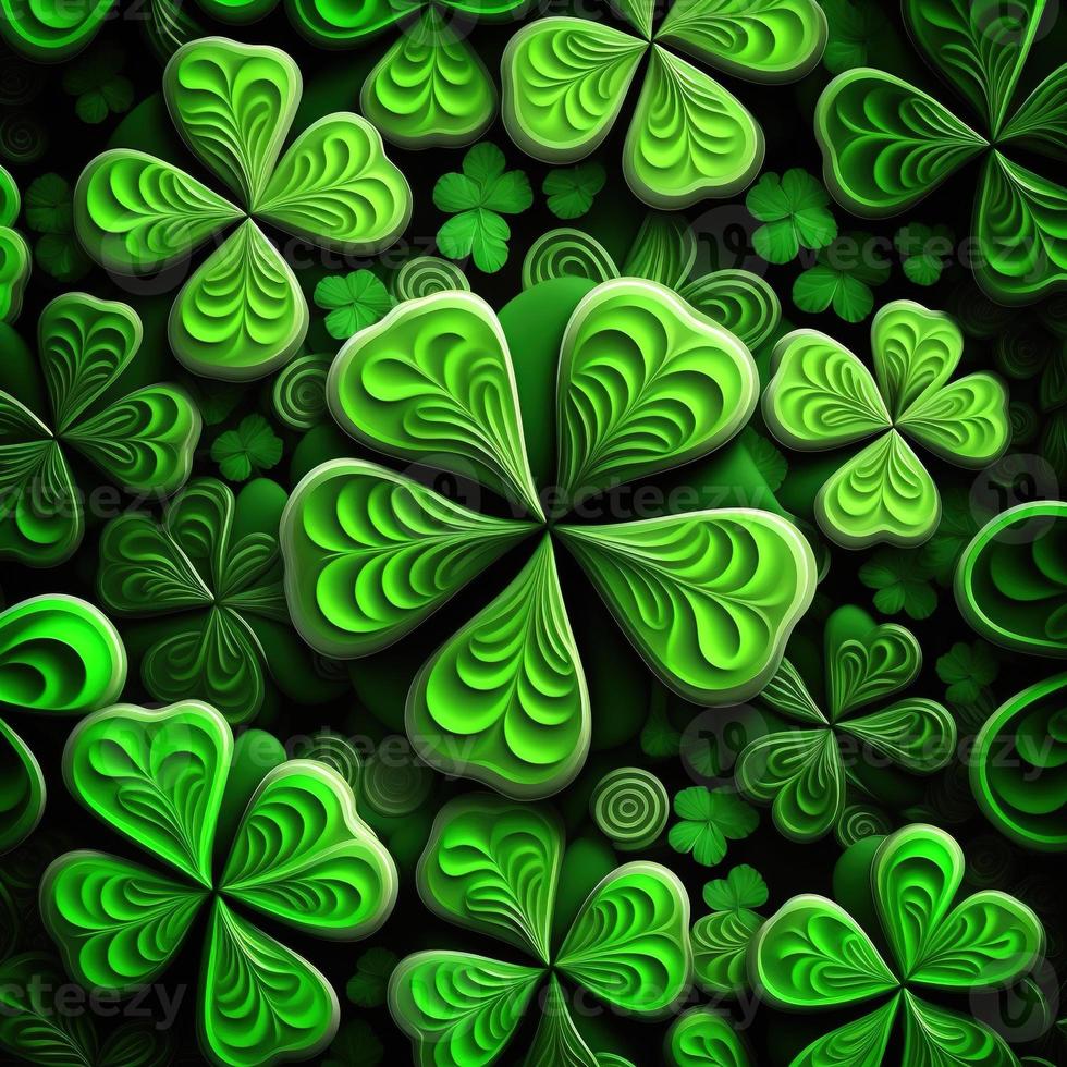 ST Patrick's day green background clover leaf bokeh lights defocused for ST Patrick's day celebration design background,Three Leaf Clover Pattern photo