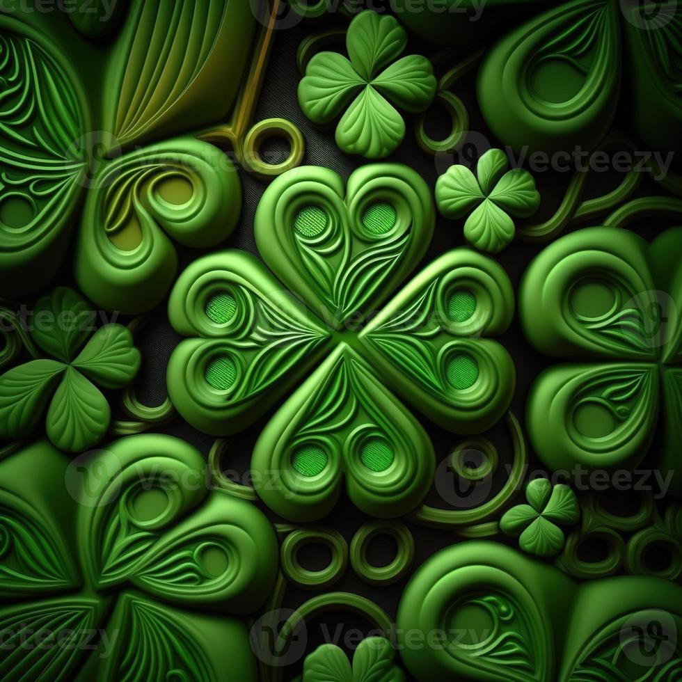 ST Patrick's day green background clover leaf bokeh lights defocused for ST Patrick's day celebration design background,Three Leaf Clover Pattern photo