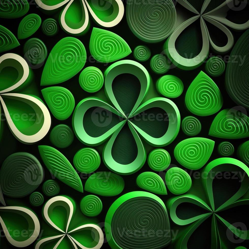 ST Patrick's day green background clover leaf bokeh lights defocused for ST Patrick's day celebration design background,Three Leaf Clover Pattern photo
