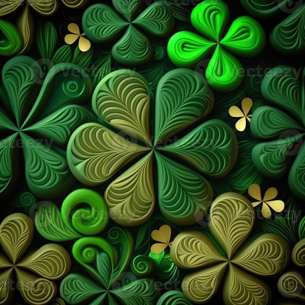 ST Patrick's day green background clover leaf bokeh lights defocused for ST Patrick's day celebration design background,Three Leaf Clover Pattern photo