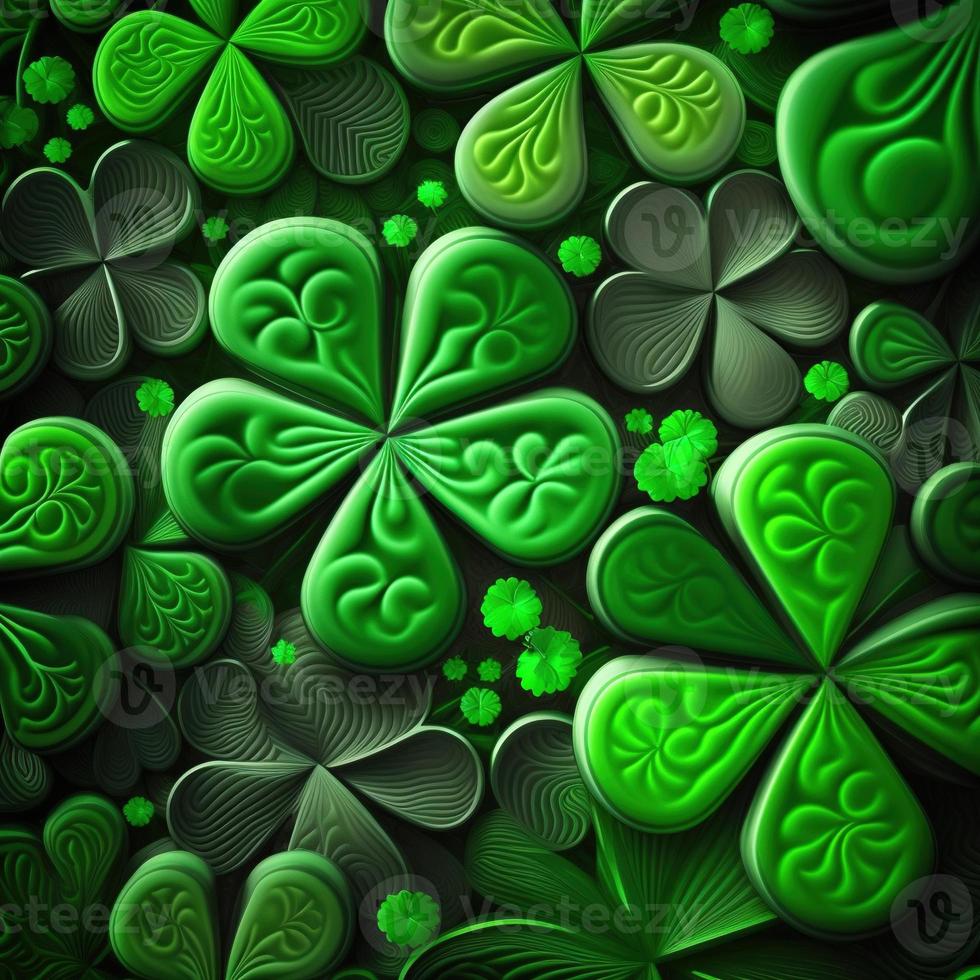 ST Patrick's day green background clover leaf bokeh lights defocused for ST Patrick's day celebration design background,Three Leaf Clover Pattern photo