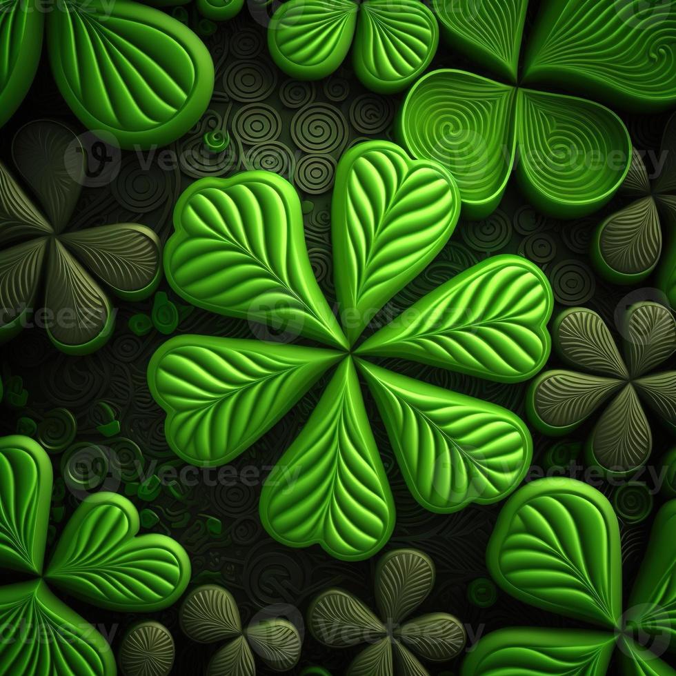 ST Patrick's day green background clover leaf bokeh lights defocused for ST Patrick's day celebration design background,Three Leaf Clover Pattern photo