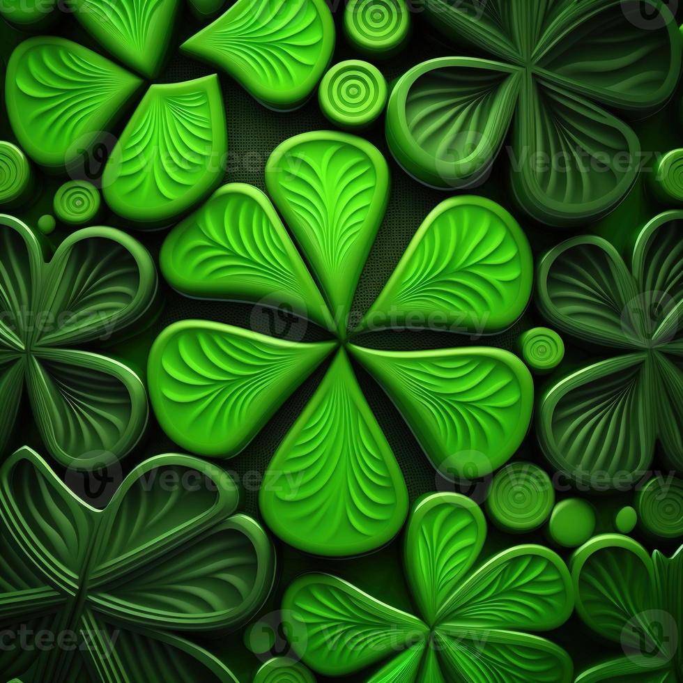 ST Patrick's day green background clover leaf bokeh lights defocused for ST Patrick's day celebration design background,Three Leaf Clover Pattern photo