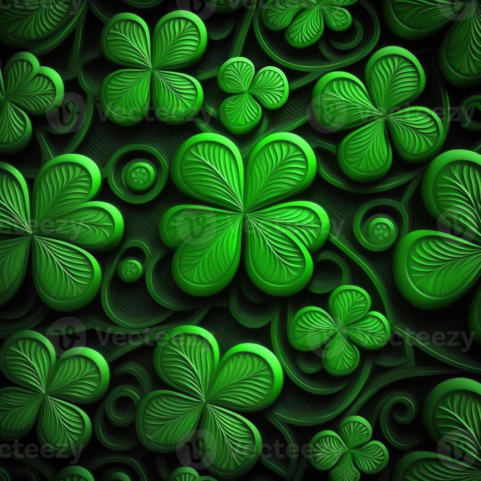 ST Patrick's day green background clover leaf bokeh lights defocused for ST Patrick's day celebration design background,Three Leaf Clover Pattern photo