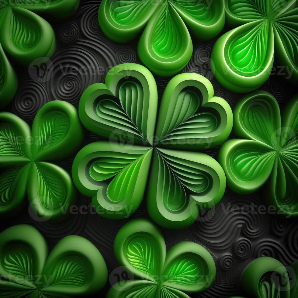 ST Patrick's day green background clover leaf bokeh lights defocused for ST Patrick's day celebration design background,Three Leaf Clover Pattern photo