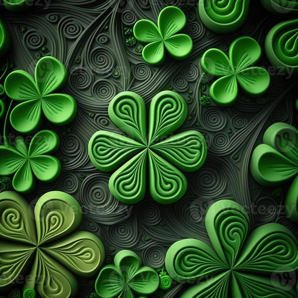 ST Patrick's day green background clover leaf bokeh lights defocused for ST Patrick's day celebration design background,Three Leaf Clover Pattern photo