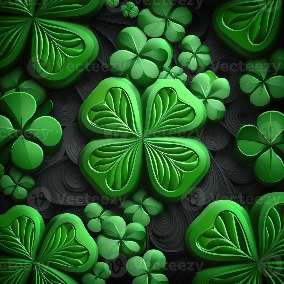 ST Patrick's day green background clover leaf bokeh lights defocused for ST Patrick's day celebration design background,Three Leaf Clover Pattern photo
