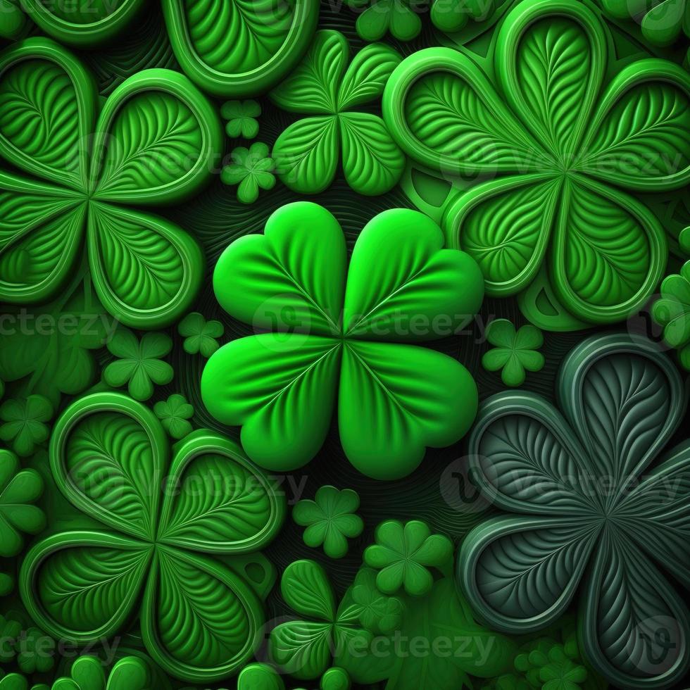 ST Patrick's day green background clover leaf bokeh lights defocused for ST Patrick's day celebration design background,Three Leaf Clover Pattern photo