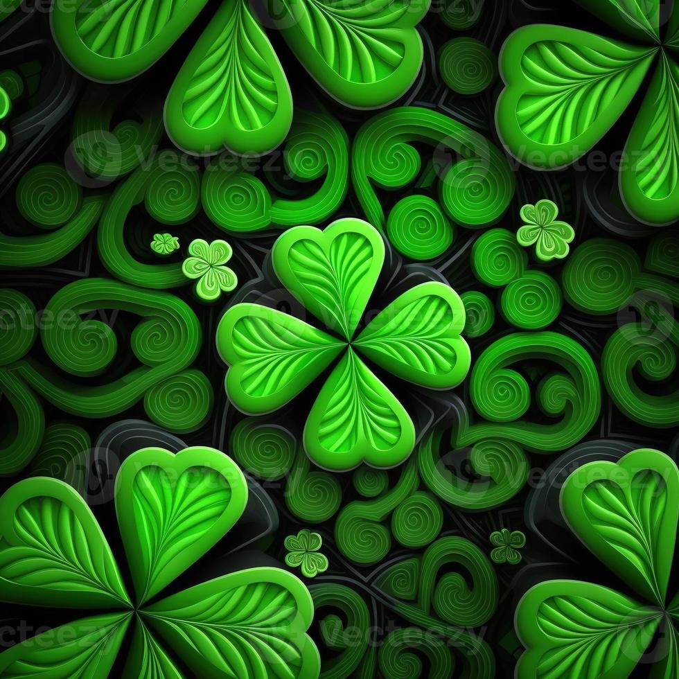 ST Patrick's day green background clover leaf bokeh lights defocused for ST Patrick's day celebration design background,Three Leaf Clover Pattern photo