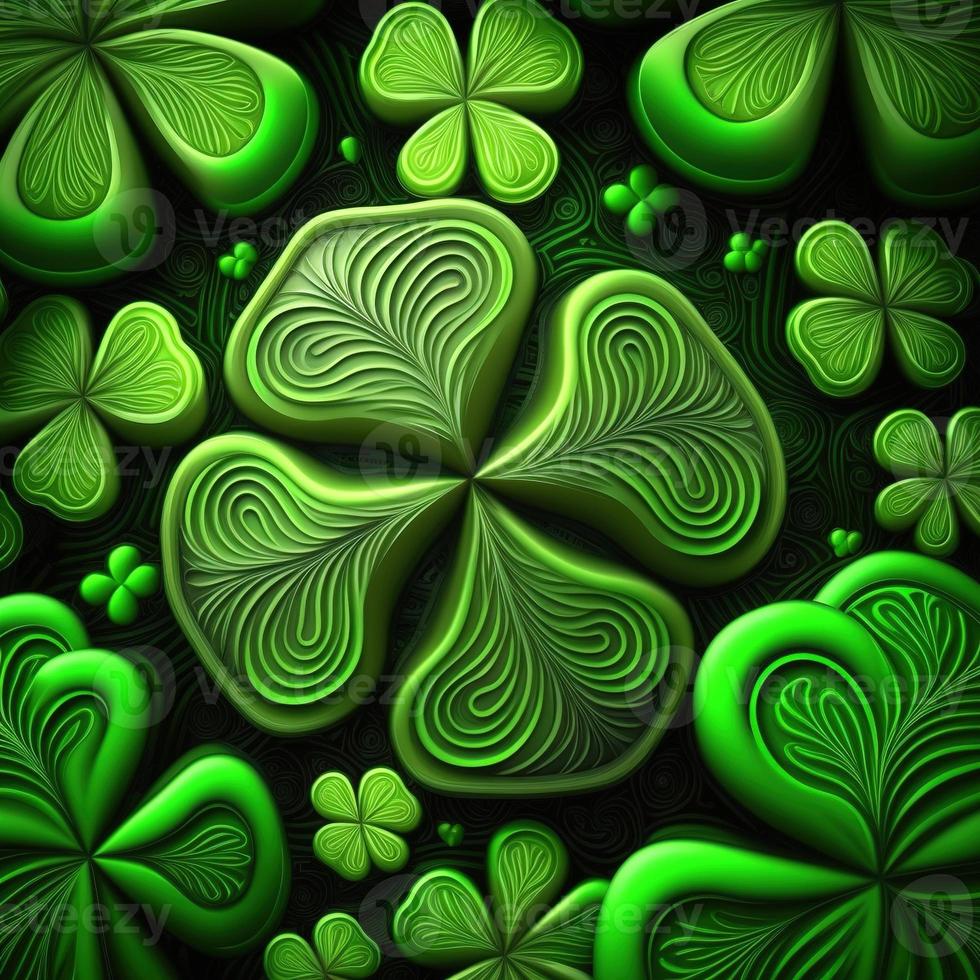 ST Patrick's day green background clover leaf bokeh lights defocused for ST Patrick's day celebration design background,Three Leaf Clover Pattern photo