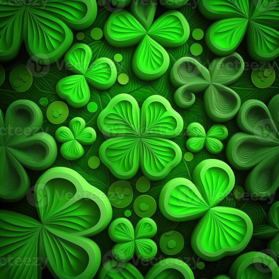 ST Patrick's day green background clover leaf bokeh lights defocused for ST Patrick's day celebration design background,Three Leaf Clover Pattern photo