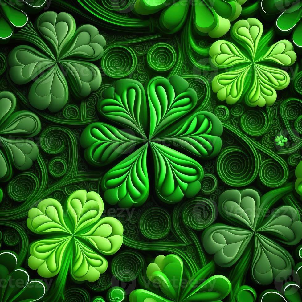ST Patrick's day green background clover leaf bokeh lights defocused for ST Patrick's day celebration design background,Three Leaf Clover Pattern photo