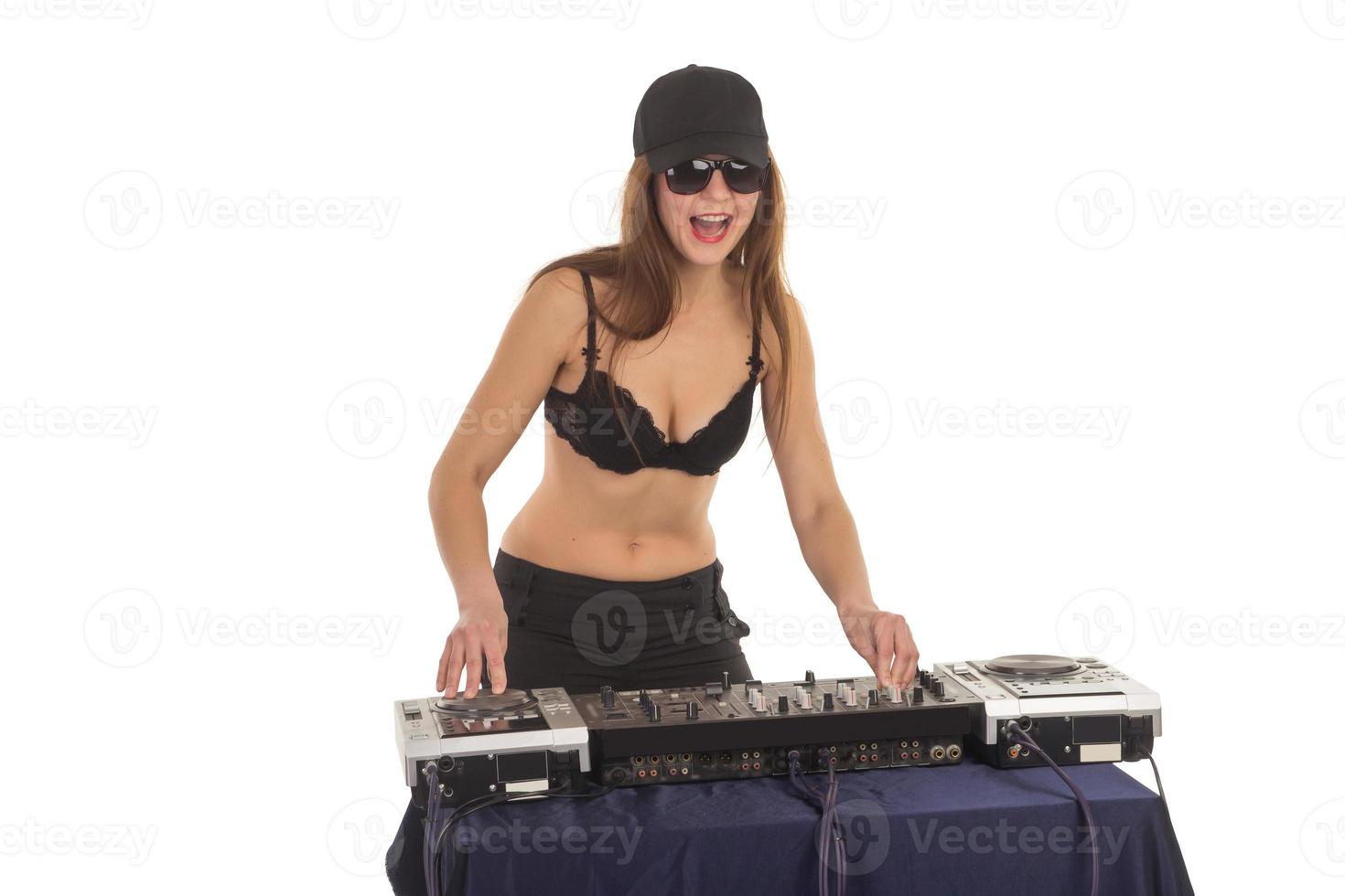 Girl in the black bra with the mixer photo