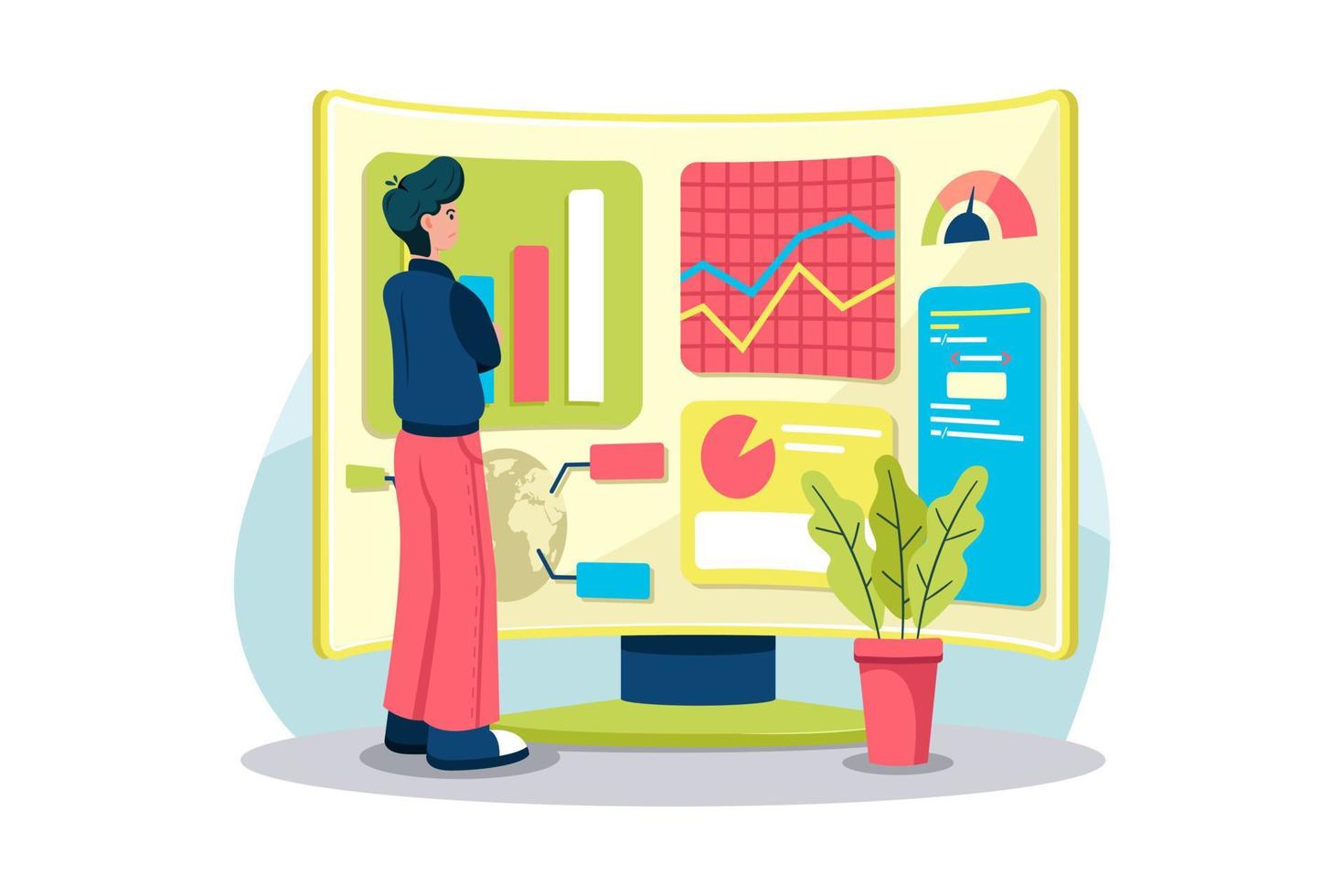 Data Monitoring Illustration concept on white background 20734117