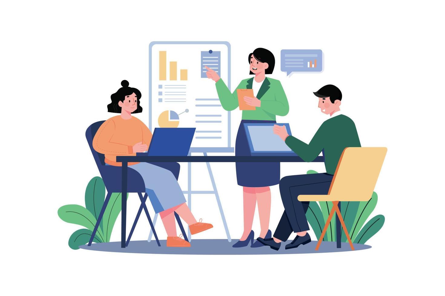 Business Training Illustration concept on white background vector