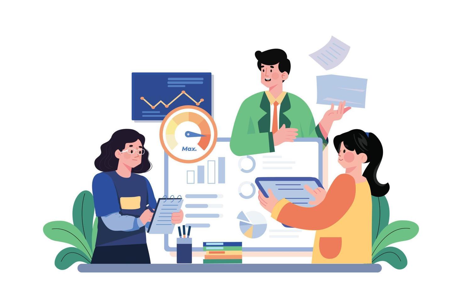 Employee Performance Illustration concept on white background vector