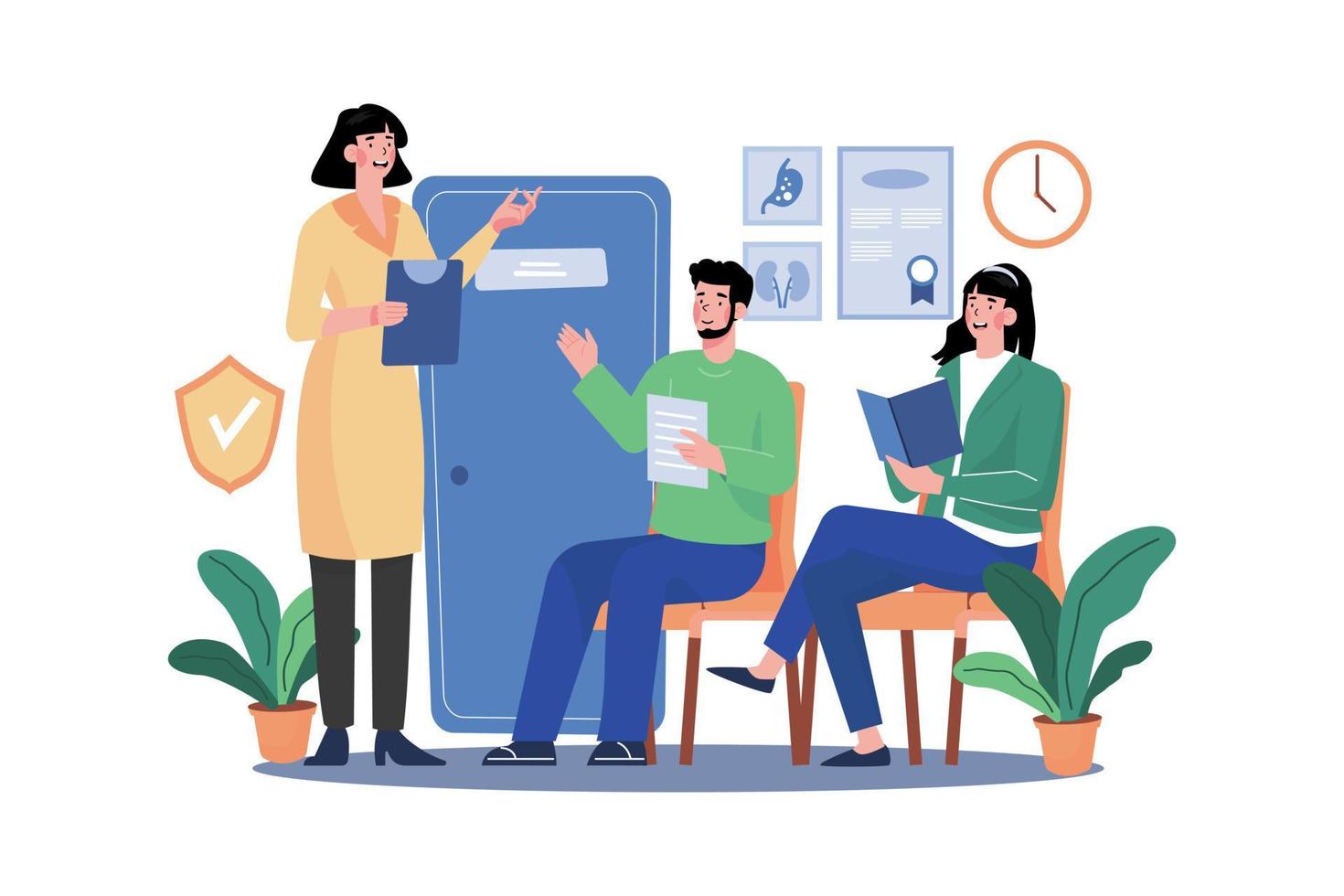 Waiting Room Illustration concept on white background vector