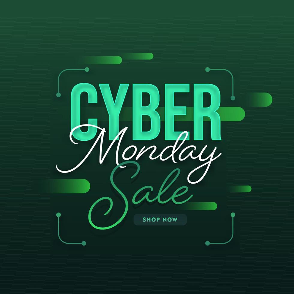 Cyber Monday Sale Text on Green Background Can Be Used As Poster Design. vector