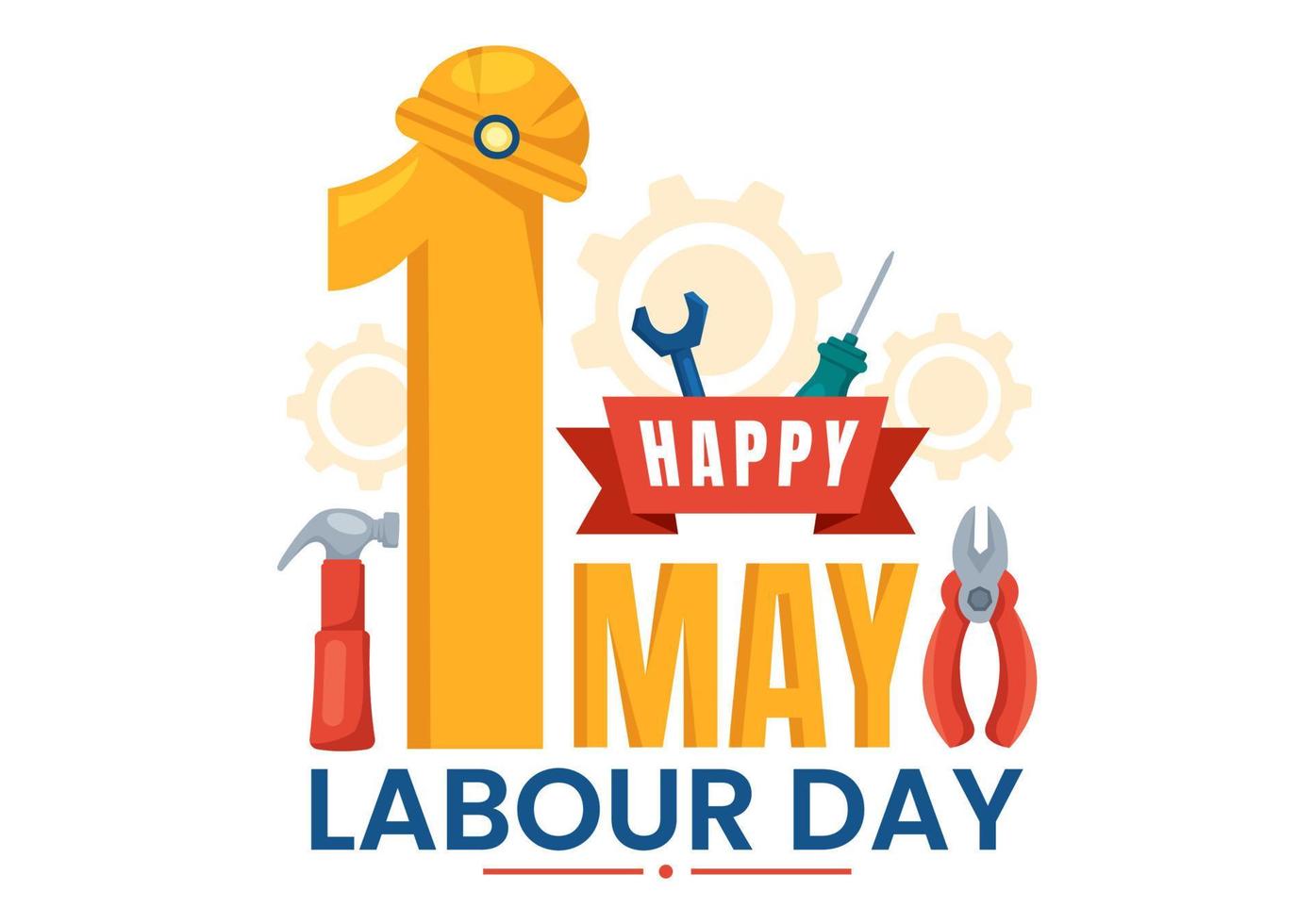 Happy Labor Day on 1 May Illustration with Different Professions and Thank You to All Workers for Your Hard Work in Flat Cartoon Hand Drawn Templates vector