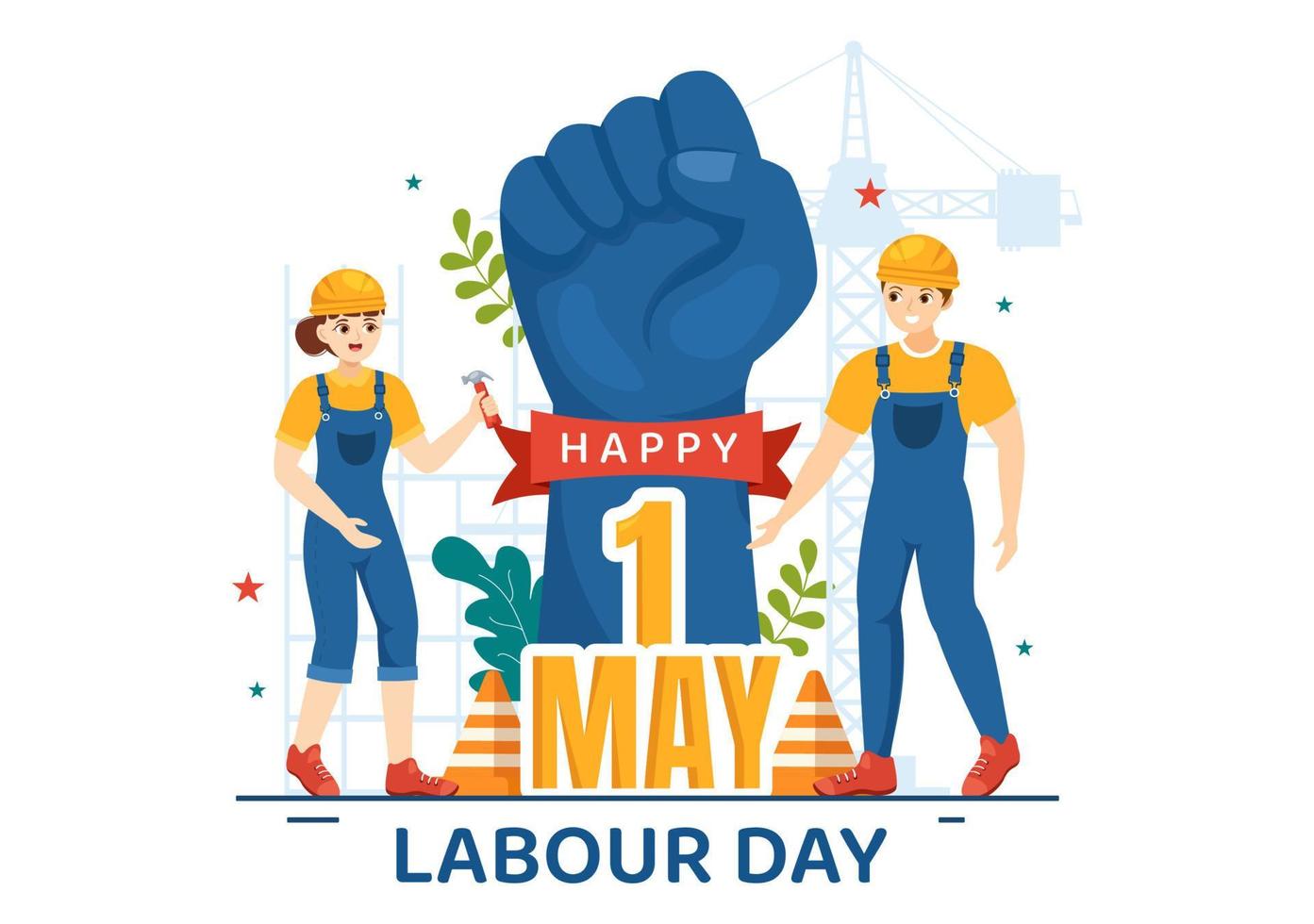 Happy Labor Day on 1 May Illustration with Different Professions and Thank You to All Workers for Your Hard Work in Flat Cartoon Hand Drawn Templates vector