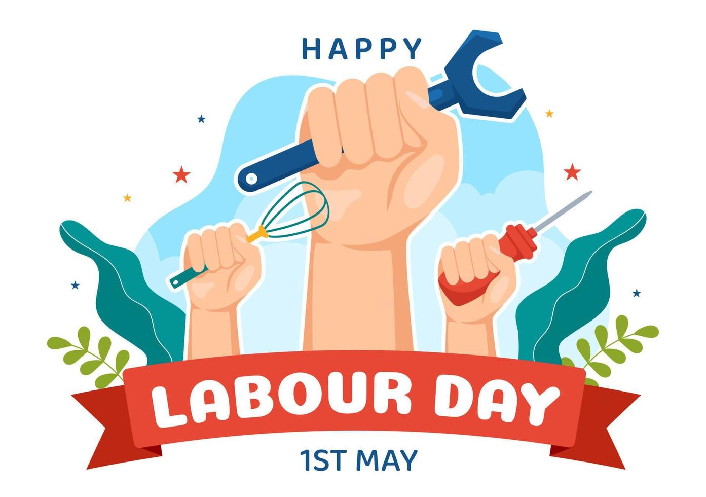 Happy Labor Day on 1 May Illustration with Different Professions and Thank You to All Workers for Your Hard Work in Flat Cartoon Hand Drawn Templates vector