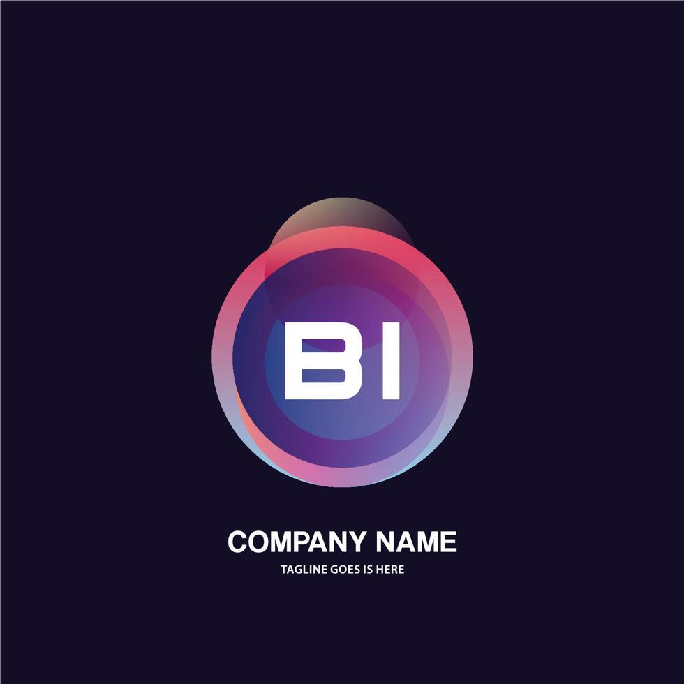 BI initial logo With Colorful Circle template vector