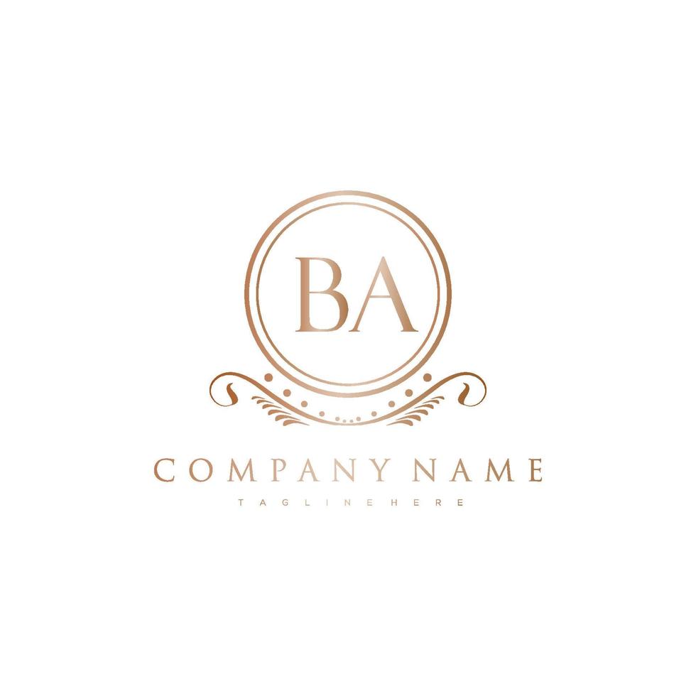 BA Letter Initial with Royal Luxury Logo Template vector