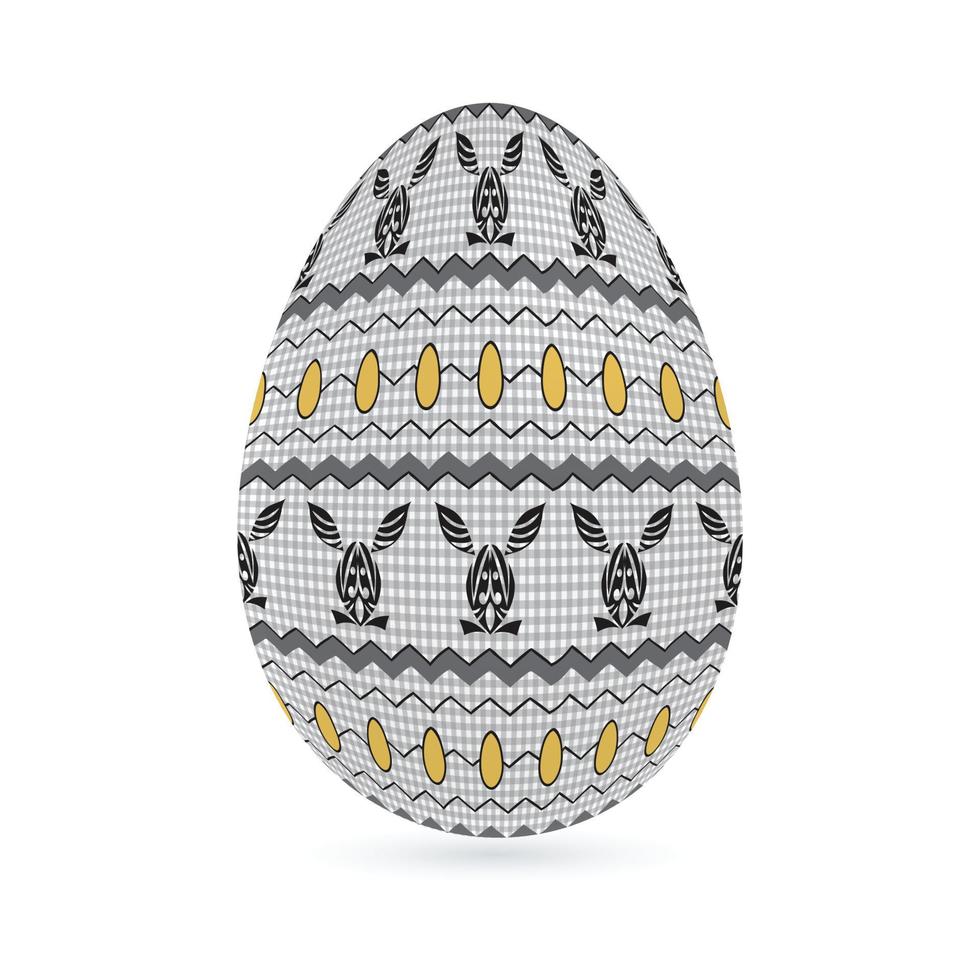 Easter stylized ethnic ornamental egg with rabbit pattern. Isolated on white background vector