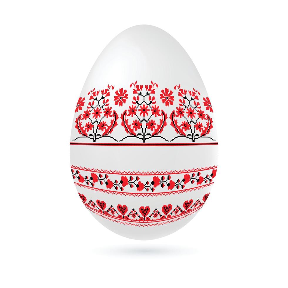 Easter ethnic ornamental egg with cross stitch pattern. Isolated on white background vector