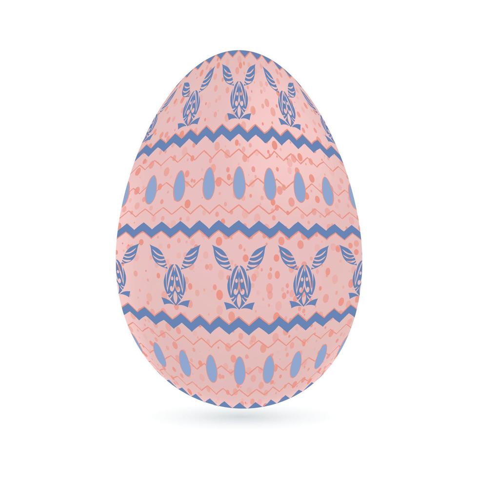 Easter stylized ethnic ornamental egg with rabbit pattern. Isolated on white background vector