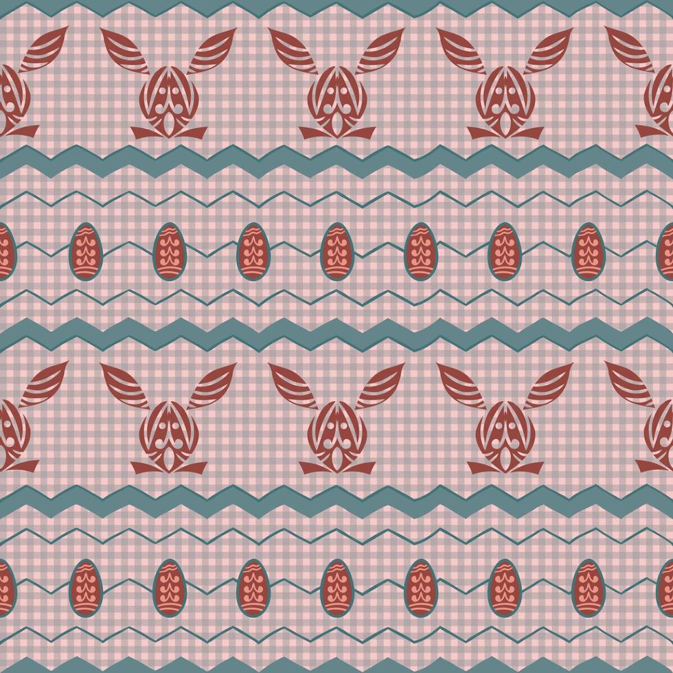 Easter stylized ethnic ornament eggs and rabbits. Vector illustration.