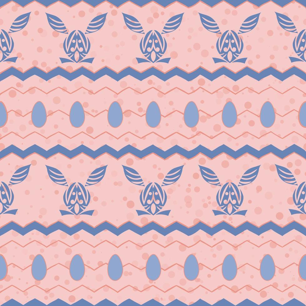 Easter stylized ethnic ornament eggs and rabbits. Vector illustration.