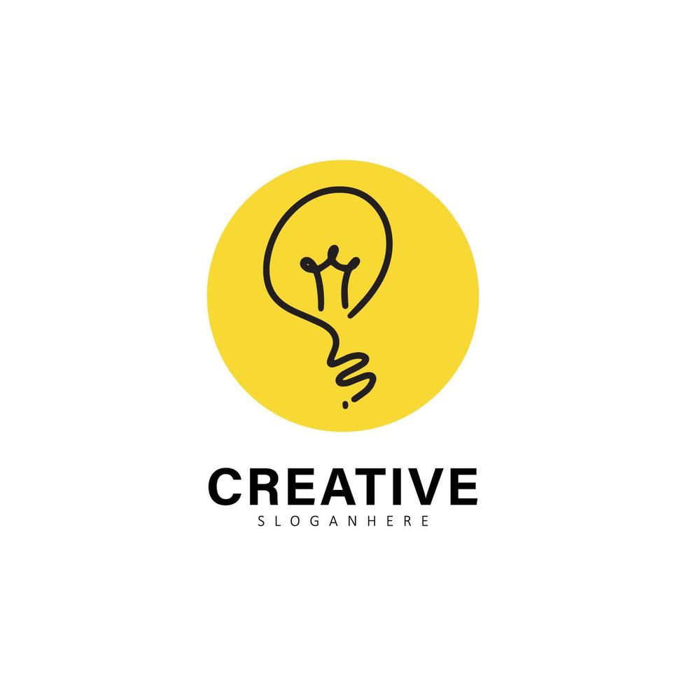 Light bulb creative idea hand drawn vector logo design