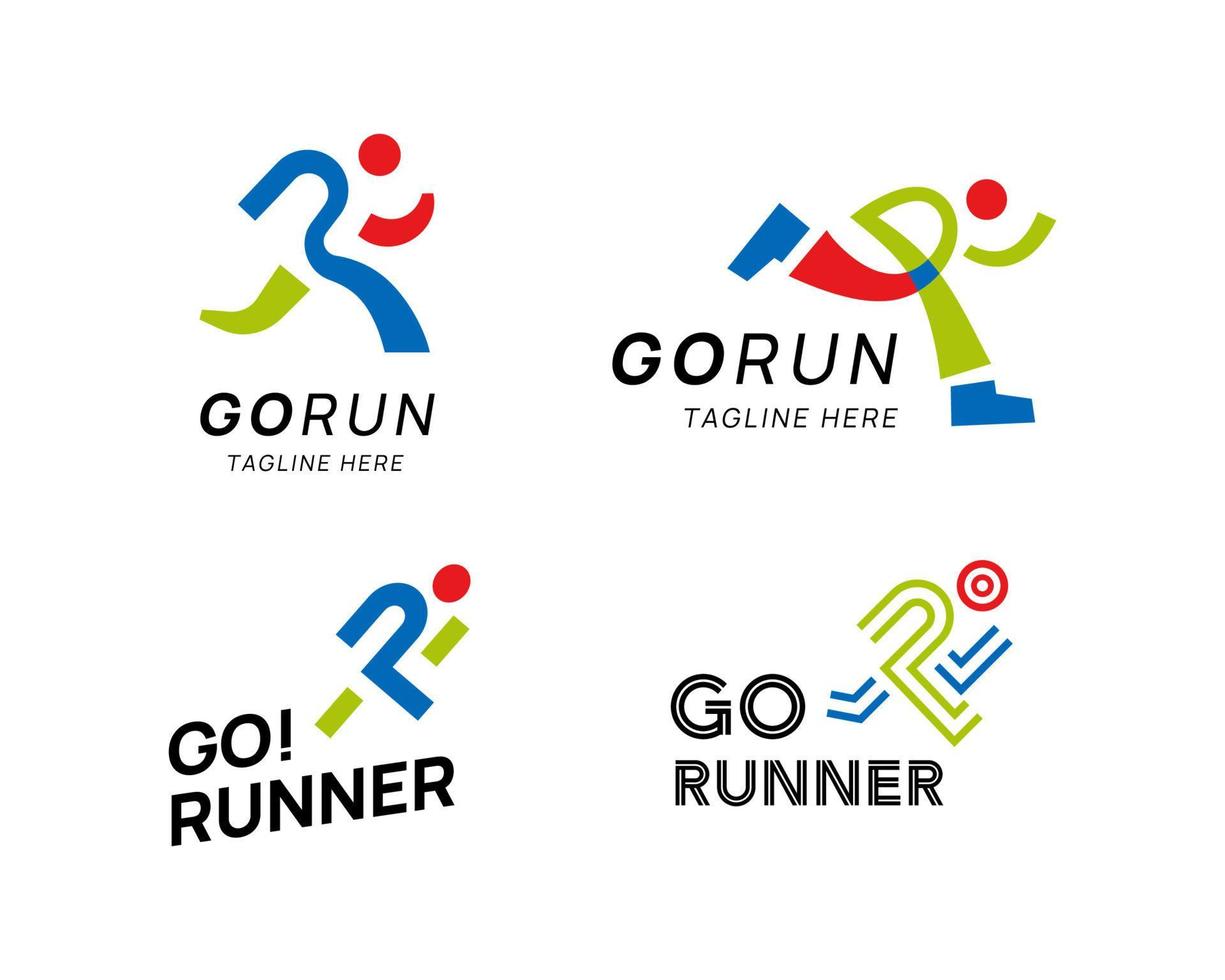 conjunto de resumen deporte y correr logo diseño modelo vector