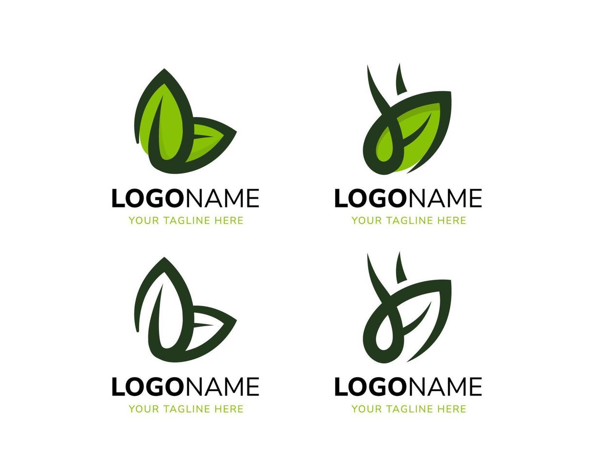 Unique Leaf and Letter K Logo Set 1 vector