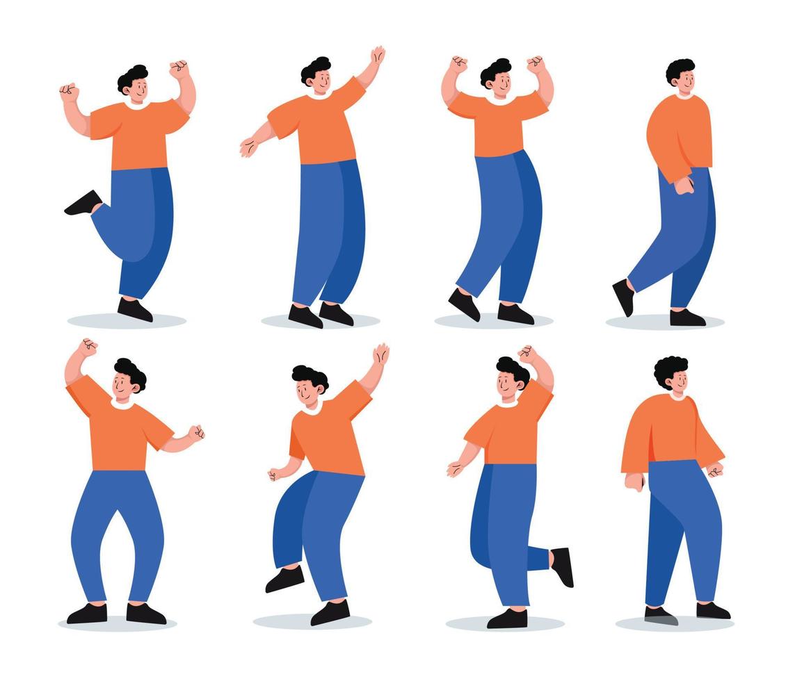 set of character people various movements vector illustration