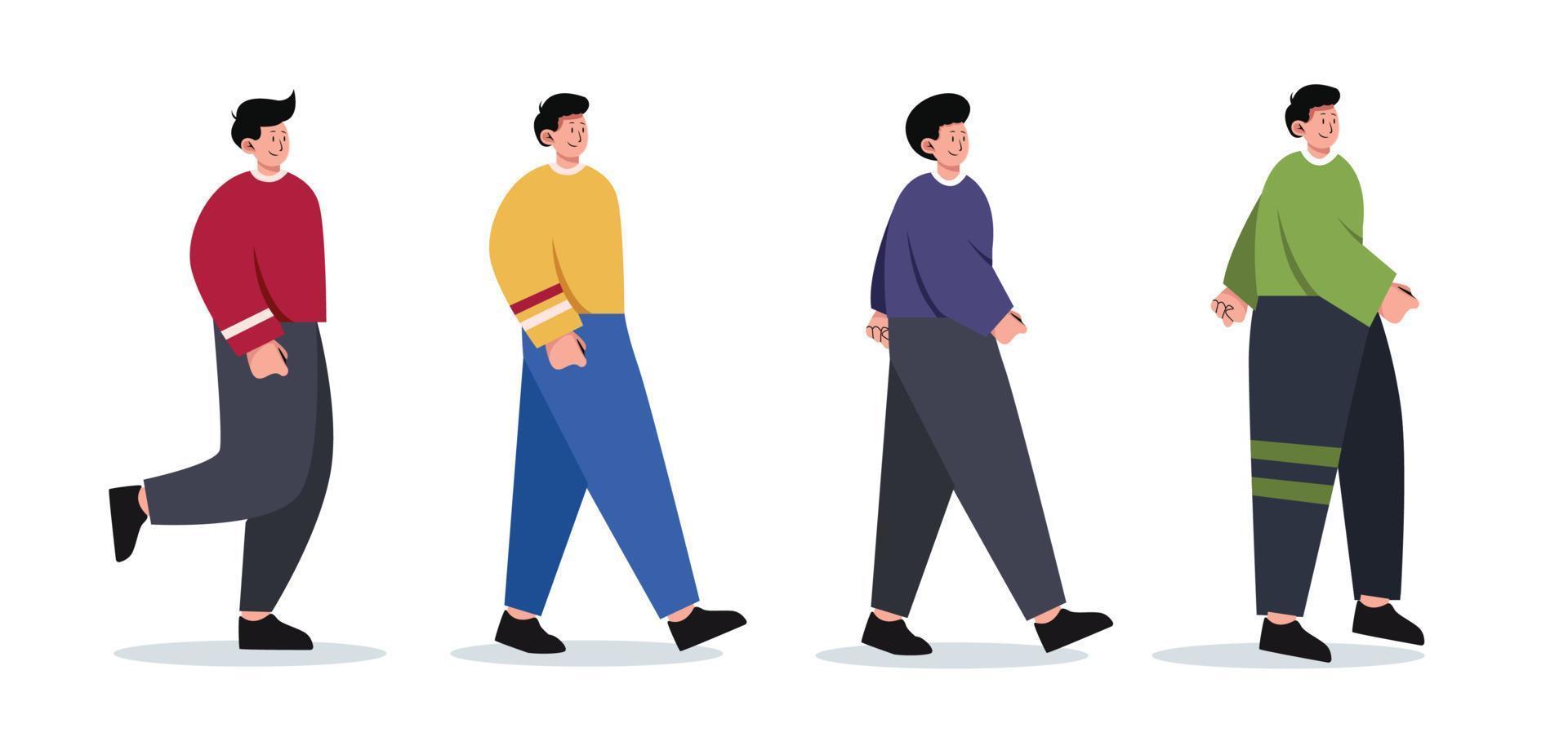 set of character people various movements vector illustration
