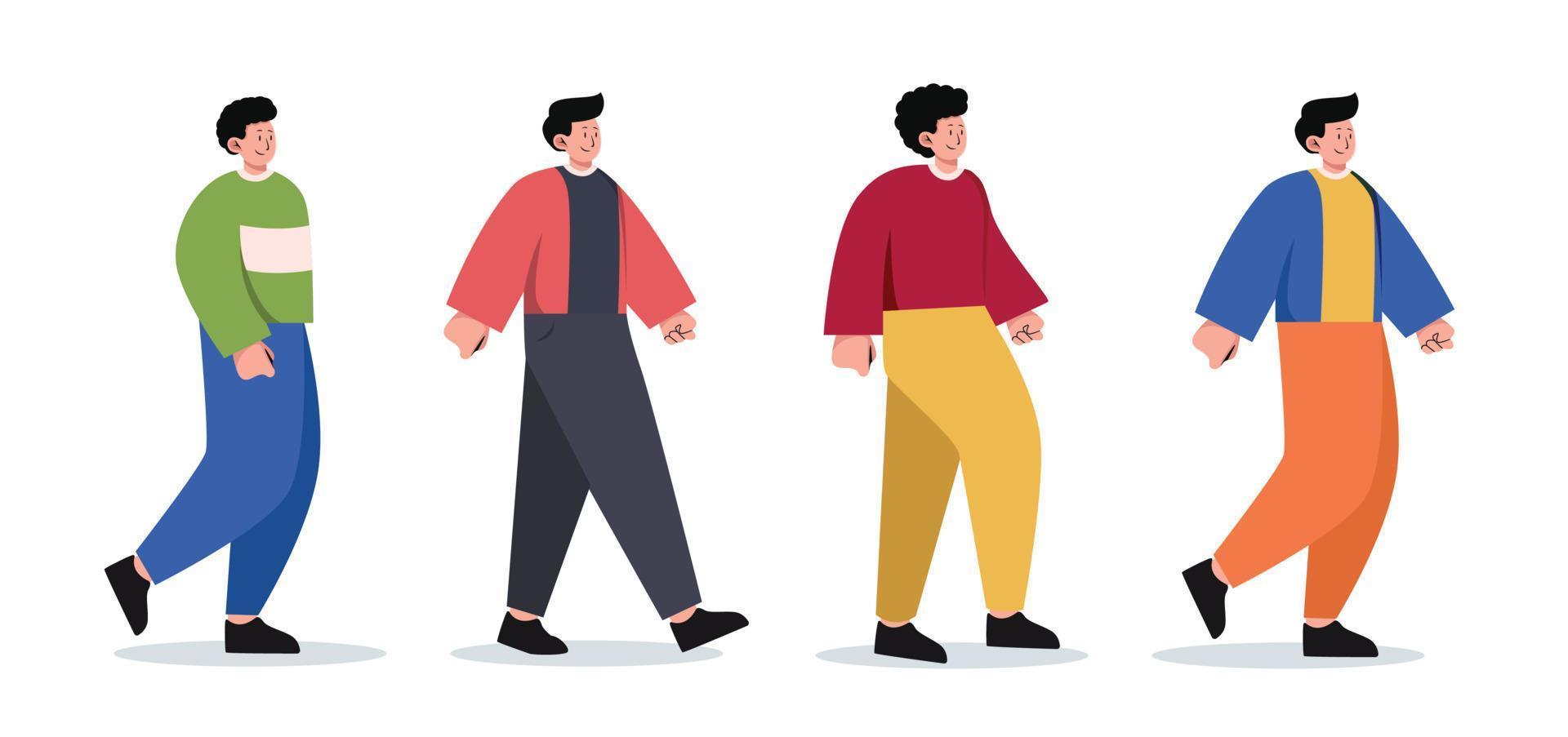 set of character people various movements vector illustration