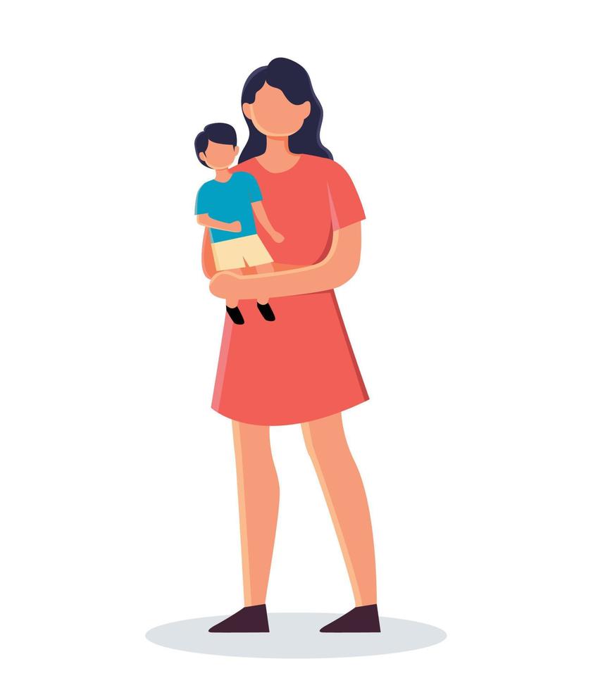 mamá y niño aislado vector ilustración