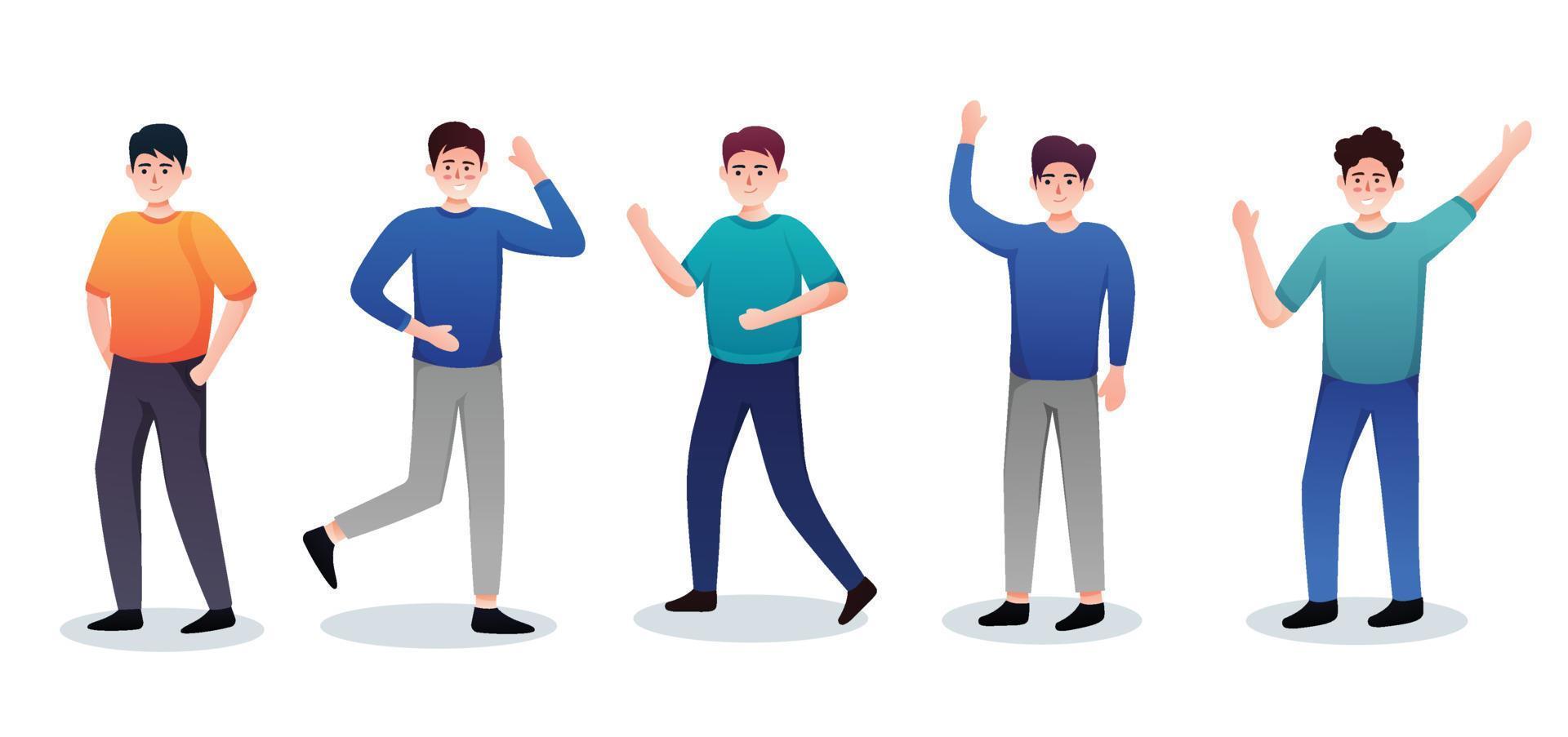 set of character people various movements vector illustration