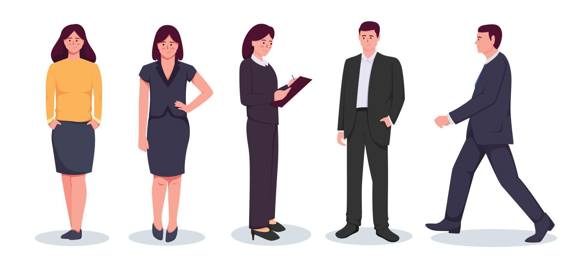 conjunto de hombre y mujer en traje. negocio personas vector ilustración